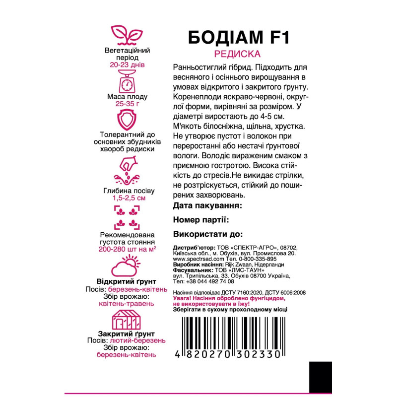Редиска Бодіам F1, 200 шт