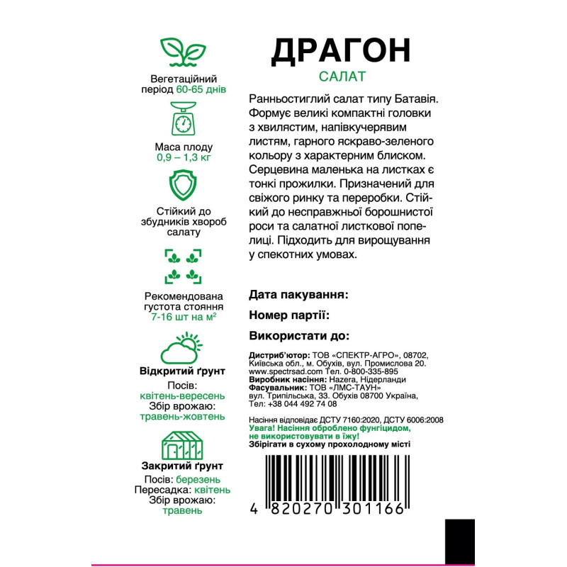 Салат Драгон, тип Батавія, 20 шт